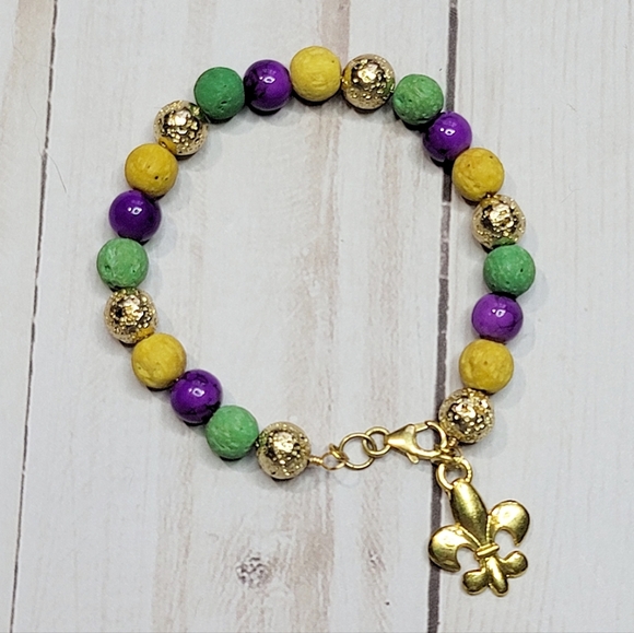 ARTISAN BOHO MARDI GRAS GEMSTONE BRACELET - Picture 2 of 2